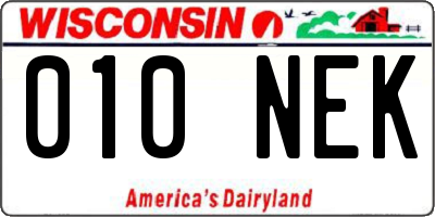 WI license plate 010NEK