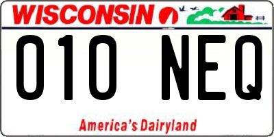 WI license plate 010NEQ