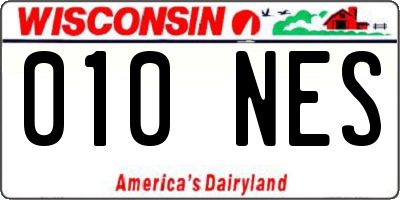 WI license plate 010NES