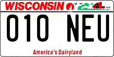 WI license plate 010NEU