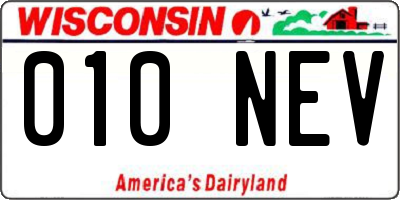 WI license plate 010NEV