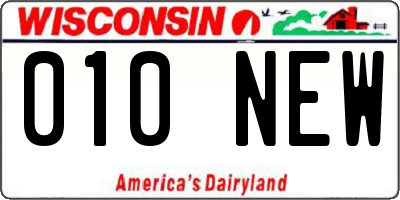 WI license plate 010NEW