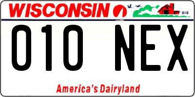 WI license plate 010NEX