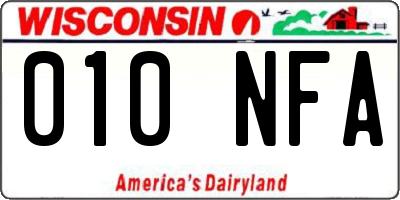 WI license plate 010NFA