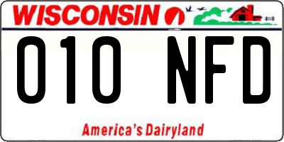 WI license plate 010NFD