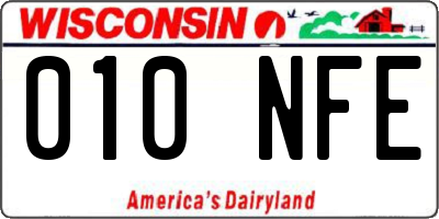 WI license plate 010NFE