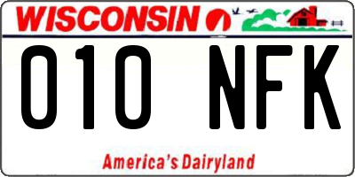 WI license plate 010NFK