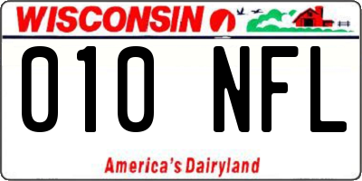 WI license plate 010NFL