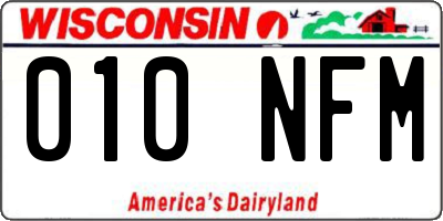 WI license plate 010NFM