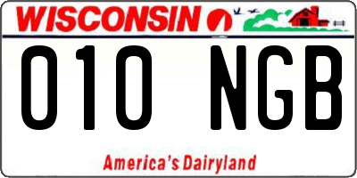 WI license plate 010NGB