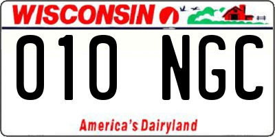 WI license plate 010NGC