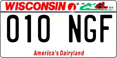 WI license plate 010NGF