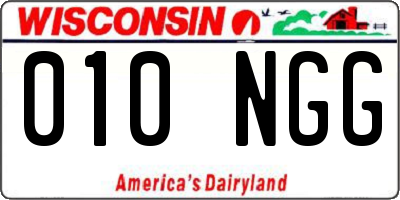 WI license plate 010NGG
