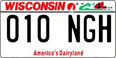 WI license plate 010NGH