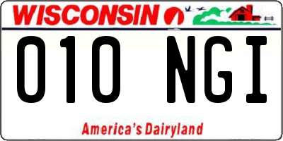 WI license plate 010NGI