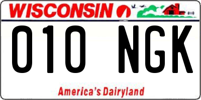 WI license plate 010NGK