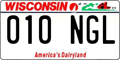 WI license plate 010NGL