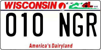 WI license plate 010NGR