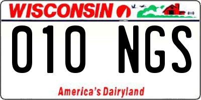 WI license plate 010NGS