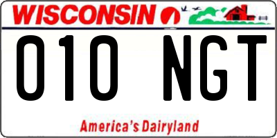 WI license plate 010NGT