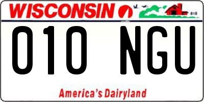 WI license plate 010NGU