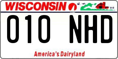 WI license plate 010NHD