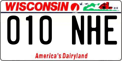 WI license plate 010NHE