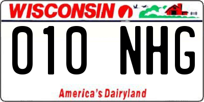 WI license plate 010NHG