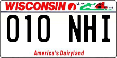 WI license plate 010NHI