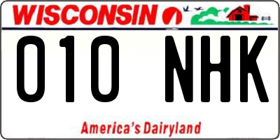 WI license plate 010NHK