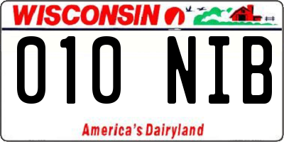 WI license plate 010NIB