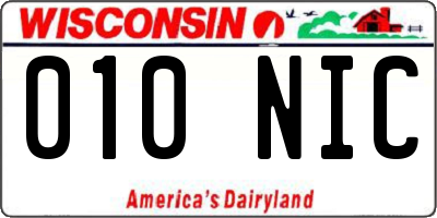 WI license plate 010NIC