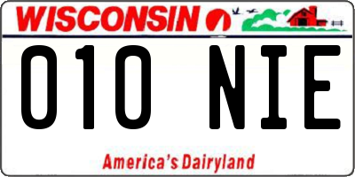 WI license plate 010NIE
