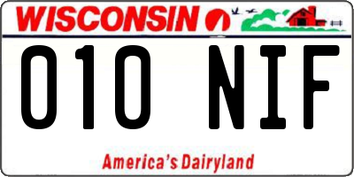 WI license plate 010NIF
