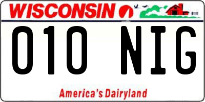 WI license plate 010NIG