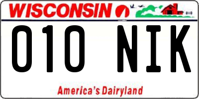WI license plate 010NIK