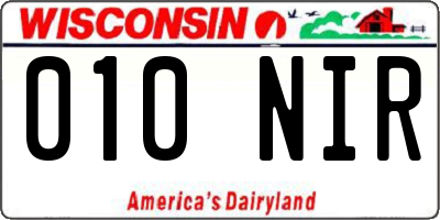 WI license plate 010NIR
