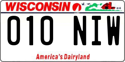 WI license plate 010NIW