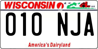 WI license plate 010NJA