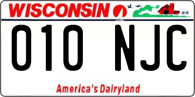 WI license plate 010NJC