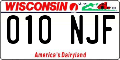 WI license plate 010NJF