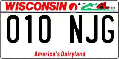 WI license plate 010NJG