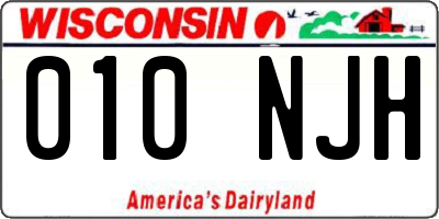 WI license plate 010NJH
