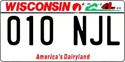 WI license plate 010NJL
