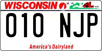 WI license plate 010NJP