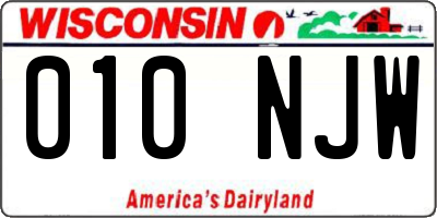 WI license plate 010NJW
