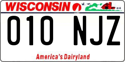 WI license plate 010NJZ