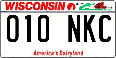 WI license plate 010NKC