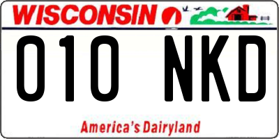 WI license plate 010NKD