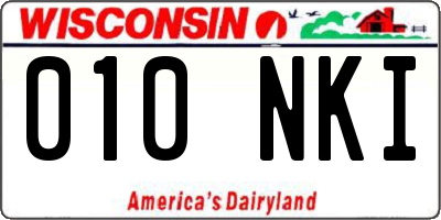 WI license plate 010NKI
